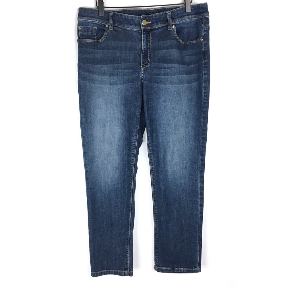 CHICO’S Jeans 1 Ankle Crop Ultimate Fit Platinum Denim Stretch Mid Rise Size 8